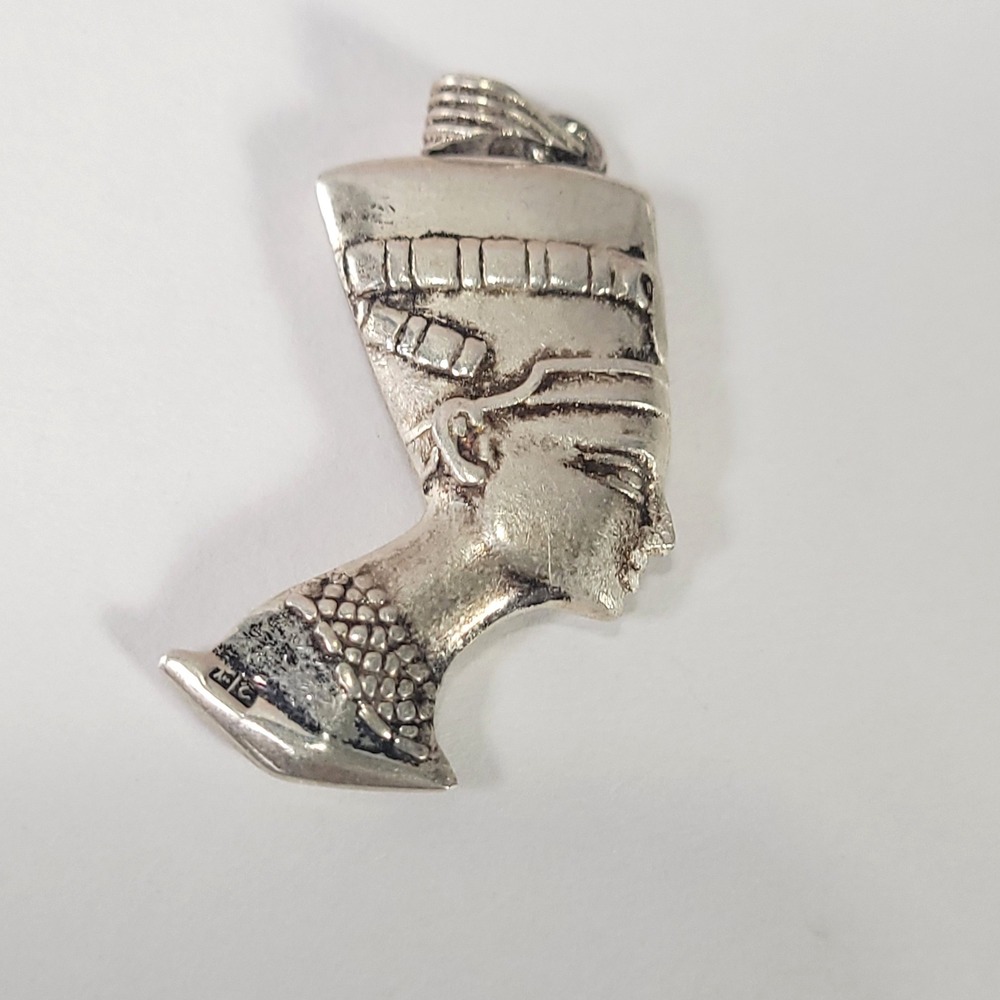 Silver Sterling Queen Nefertiti Pendant Unisex 925 Egyptian Profile Charm